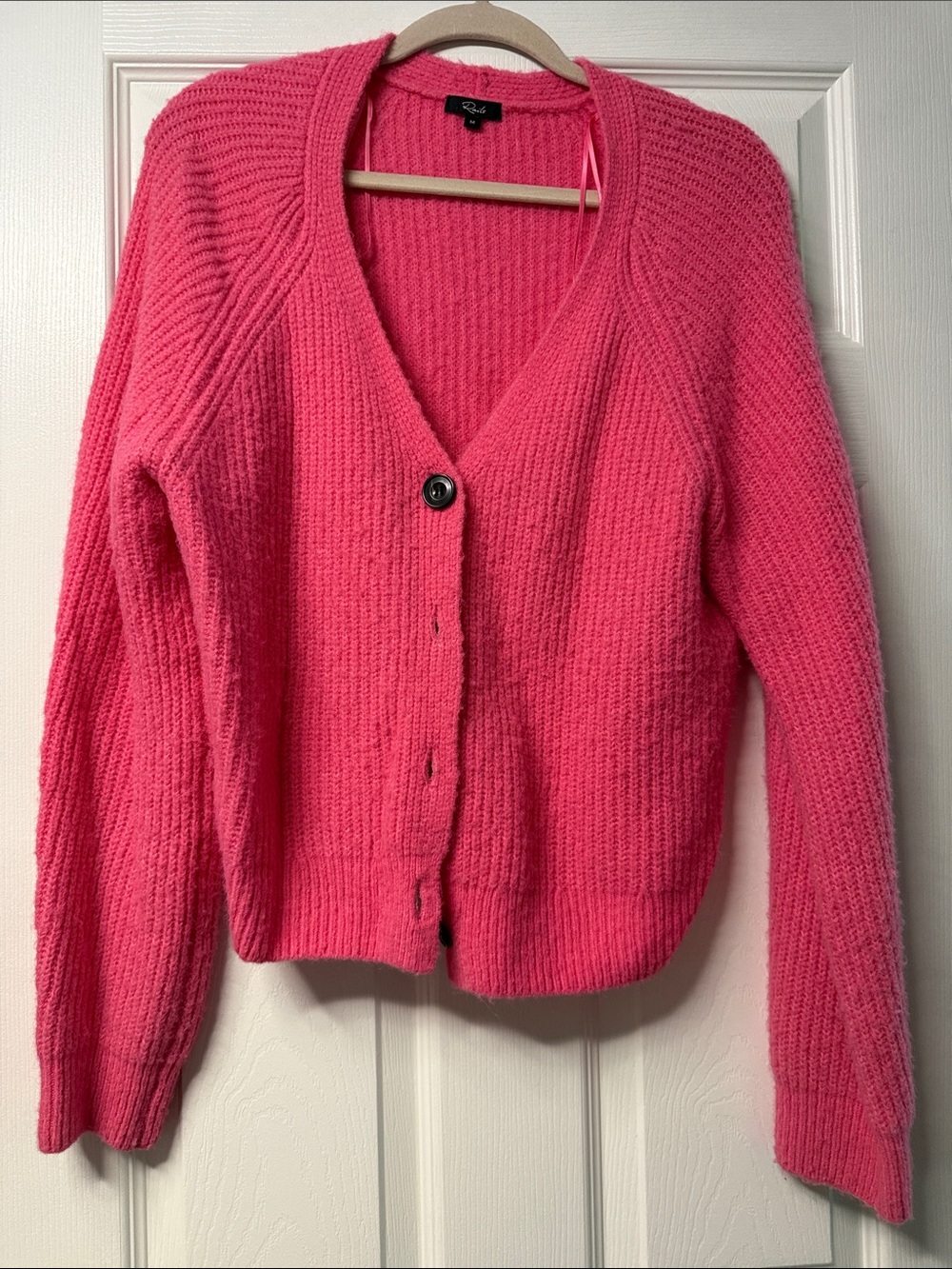 Rails Hot Pink V-Neck Button Cardigan